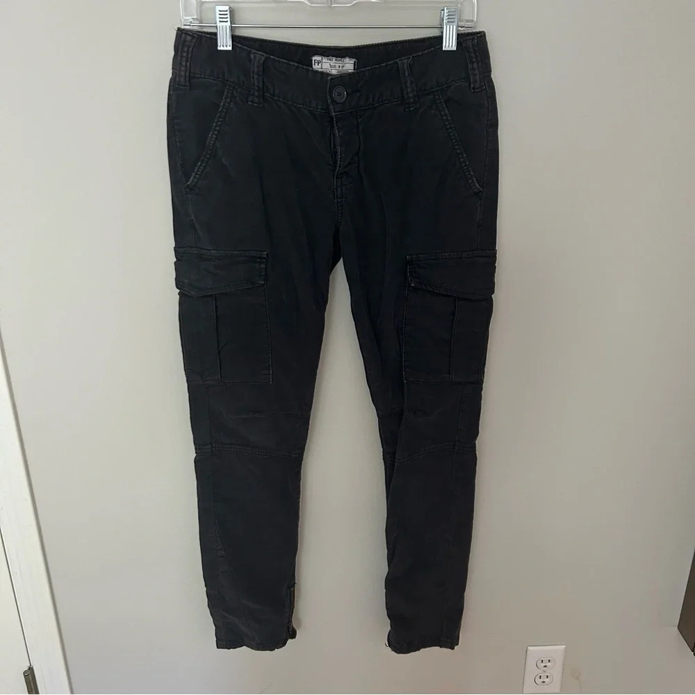 Free People Y2K Dark Grey Corduroy Zipper Cargo Pants Size 27
